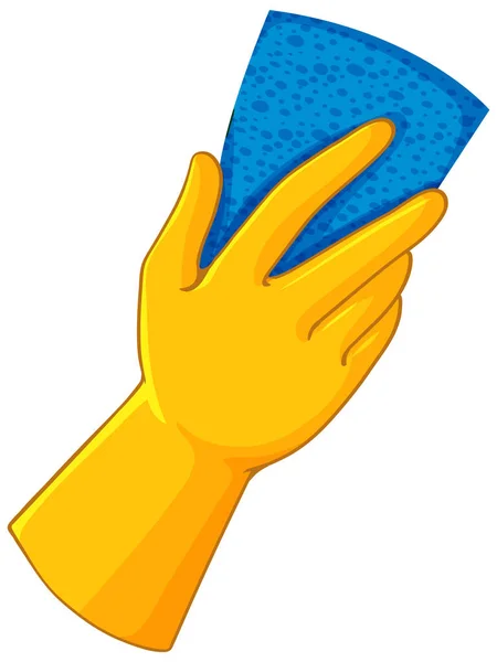 Main Humaine Portant Une Éponge Tenant Gant Pour Nettoyage Illustration — Image vectorielle