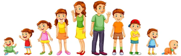 Illustration Des Enfants Différentes Étapes — Image vectorielle