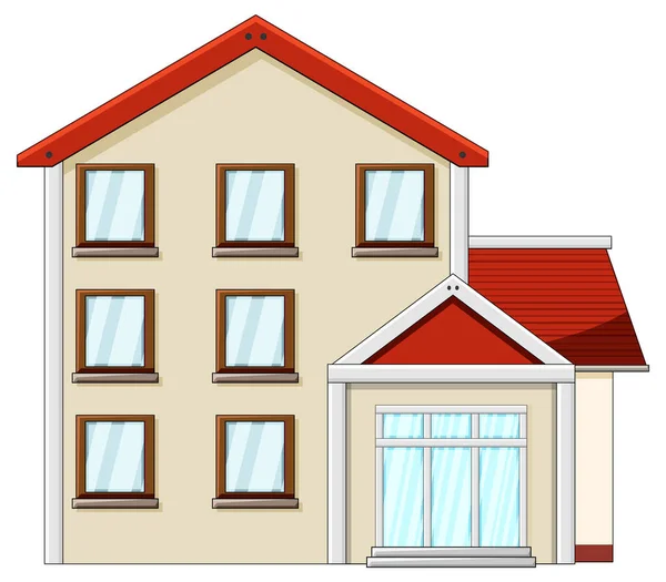 Rumah Dengan Ilustrasi Atap Merah - Stok Vektor