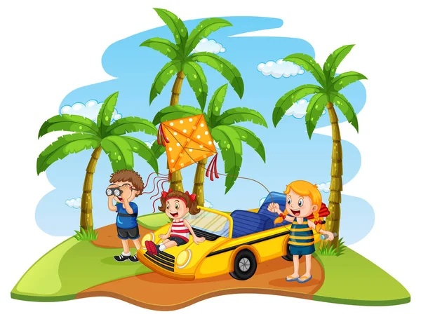 Road Trip Vacation Beach Illustration — Image vectorielle