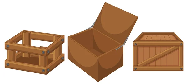 Wooden Crate White Background Illustration — ストックベクタ