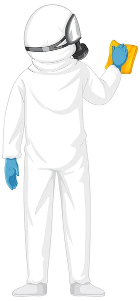 Man Protective Hazmat Suit Illustration - Stok Vektor