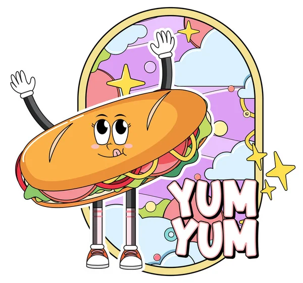 Sandwich Word Expression Yum Illustration — Stock vektor