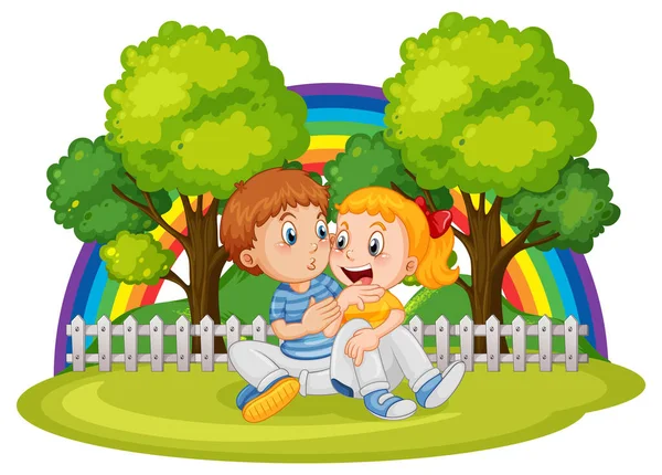 Happy Couple Park Isolated Illustration — Vetor de Stock