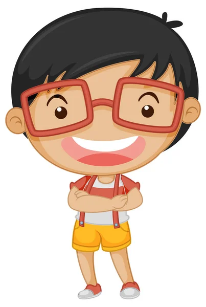 Nerdy Boy Cartoon Character Illustration — Stock Vector