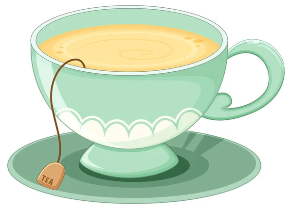 Cup Tea Green Colour Illustration — Stockvector