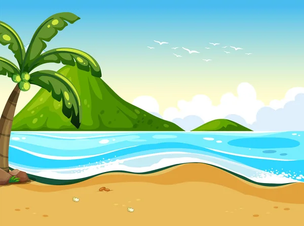 Spiaggia All Aperto Paesaggio Scena Illustrazione — Vettoriale Stock