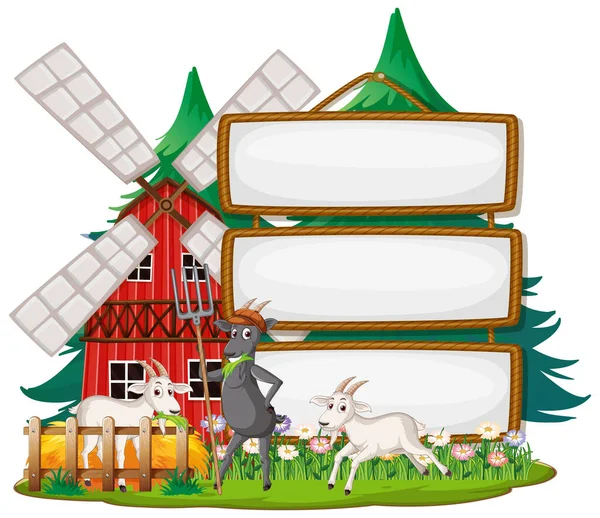 農場の動物のイラストと空のバナーテンプレート — ストックベクタ