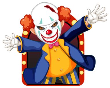 Scary clown smiling cartoon character illustration