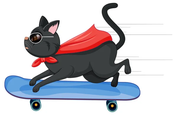 Cat Skateboard Cartoon Character Illustration — Vector de stock