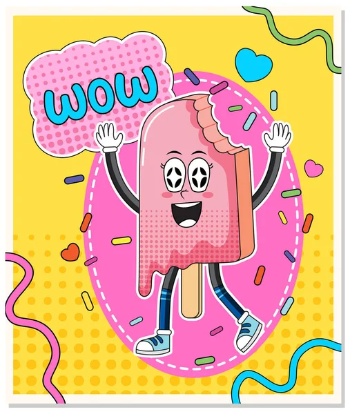 Ice Cream Word Expression Comic Style Illustration — Stock Vector