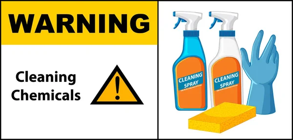 清洗化学品警告标语图解 — 图库矢量图片