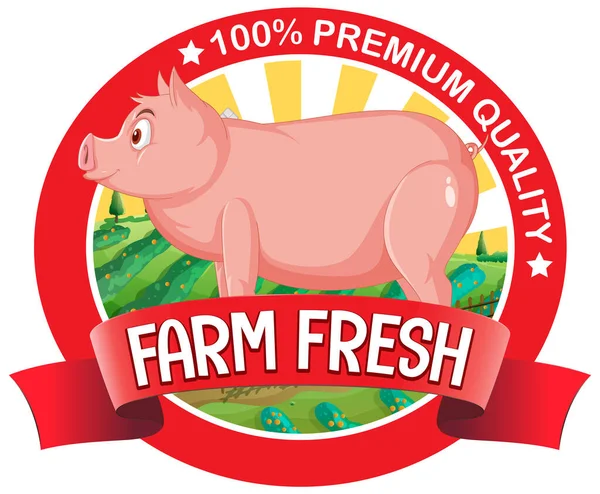 Varkenshouderij Vers Logo Voor Varkensvleesproducten Illustratie — Stockvector