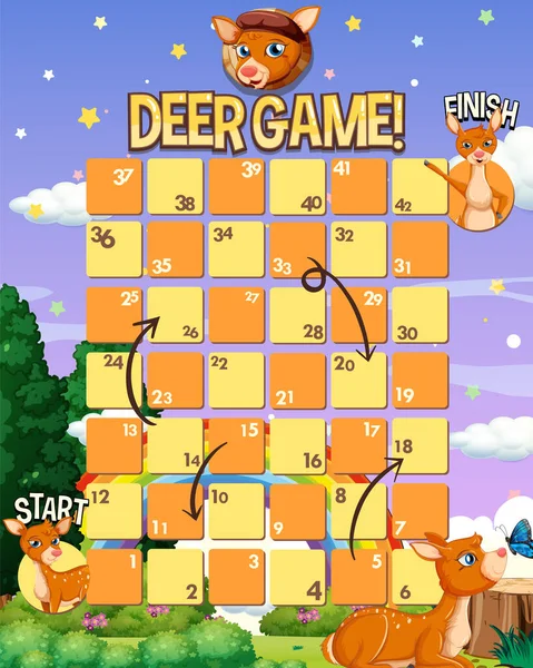 Snake Ladder Deer Game Template Illustration — Stock Vector