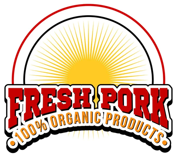 Ilustração Modelo Logotipo Produto Orgânico Porco Fresco — Vetor de Stock
