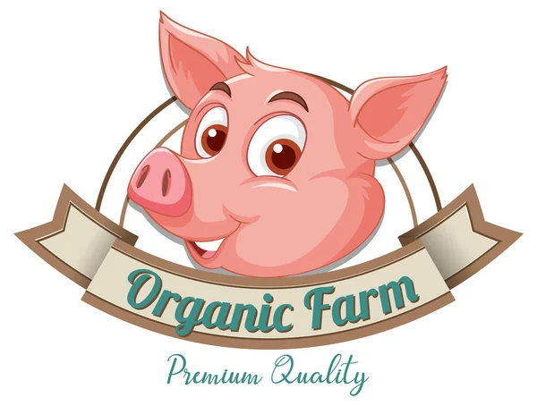 Pig Cartoon Charakter Logo Für Schweinefleisch Produkte Illustration — Stockvektor
