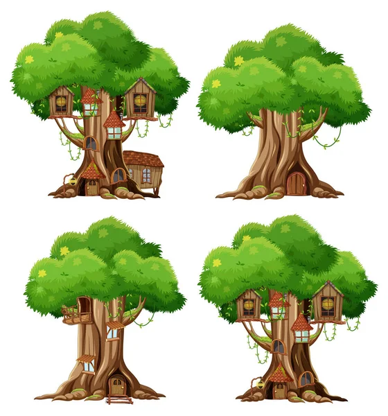 Grote Boom Geïsoleerde Cartoon Illustratie — Stockvector