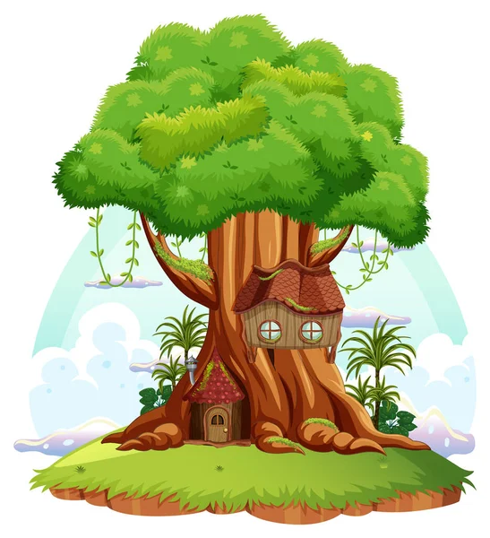 Grote Boom Geïsoleerde Cartoon Illustratie — Stockvector