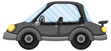A black car in cartoon style illustration