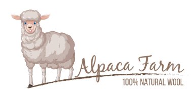 Yün ürünleri illüstrasyonu için Alpaca tarım logosu