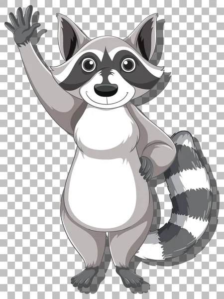 Raccoon Raising Hand Cartoon Character Illustration — Stock vektor