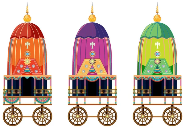 Ratha Yatra Hindu Festival Von Indien Illustration — Stockvektor