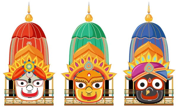 Ratha Yatra Hindu Festival India Illustration — Stock Vector