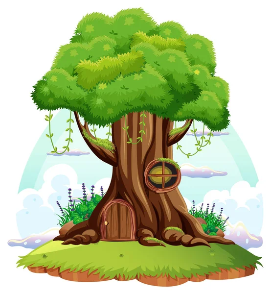 大きな木の孤立した漫画のイラスト — ストックベクタ