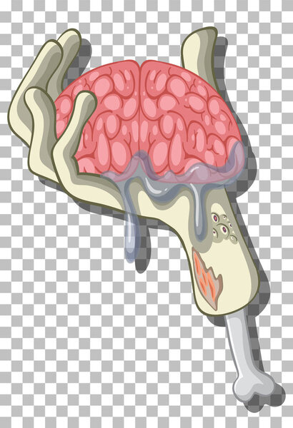Creepy hand holding brain illustration