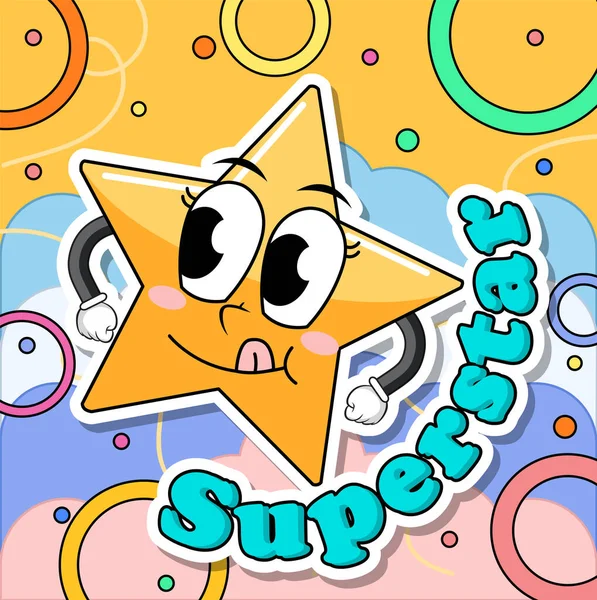 Une Icône Super Star Illustration Style Comique — Image vectorielle