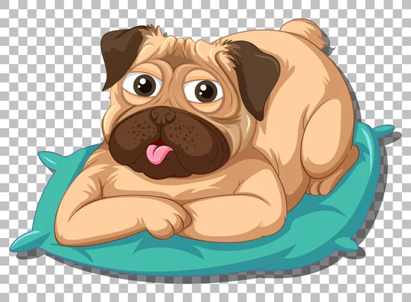 Pug Cão Travesseiro Desenho Animado Personagem Ilustração — Vetor de Stock