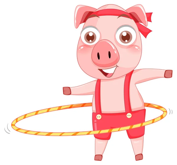 Cute Pig Cartoon Character Working Out Illustration — Stock Vector