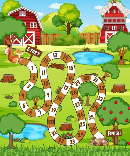 Uma Ilustração Modelo Farm Boardgame — Vetor de Stock