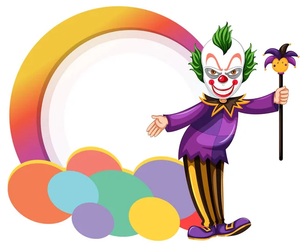 Clown Cartoon Character Empty Banner Illustration - Stok Vektor
