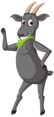 İki ayak üzerinde duran kara keçi çizimi