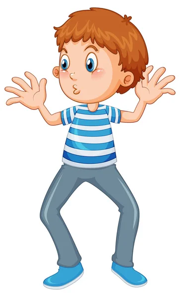 Boy Standing Posture Cartoon Character Illustration — Stock Vector