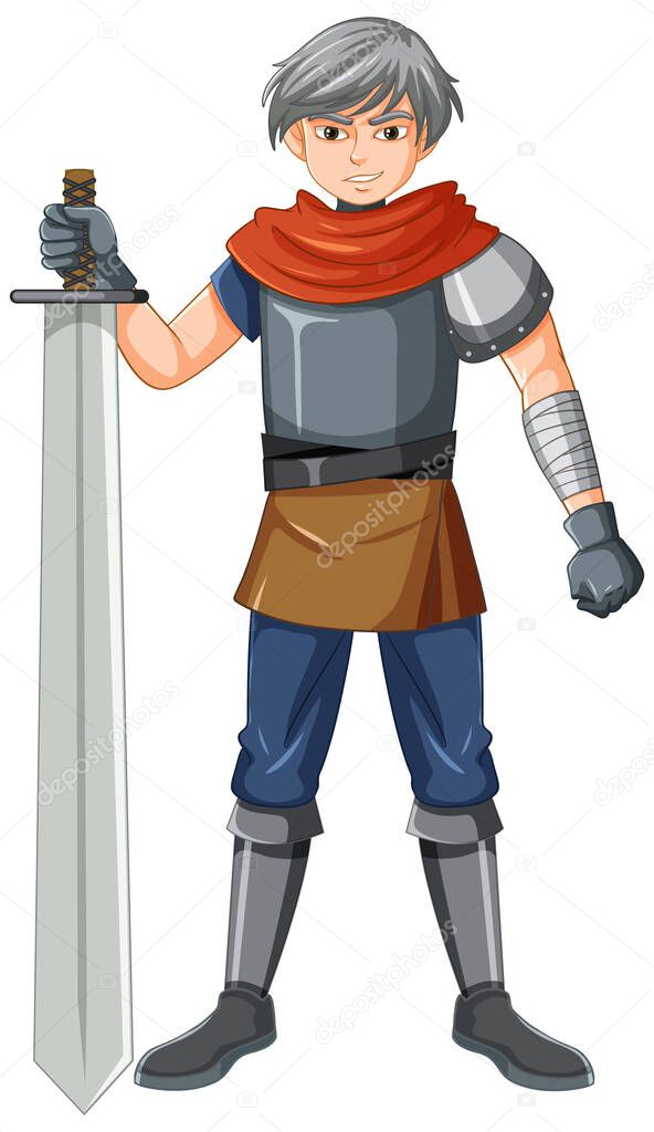 A knight cartoon character on white background illustration