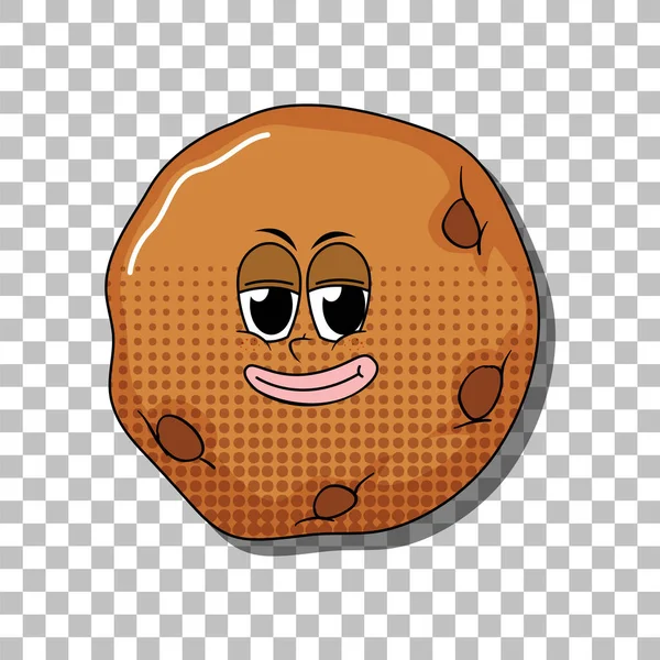 Cioccolato Chip Cookie Cartone Animato Personaggio Isolato Illustrazione — Vettoriale Stock