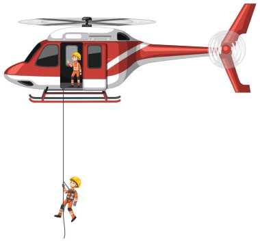 Acil kurtarma ekibi çizgi film stili çizimlerine yardım etsin.