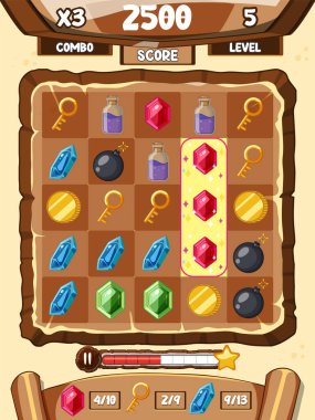 Elementlerin resimlendirildiği bir oyun arkaplan şablonu