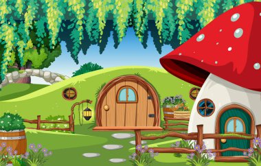 Orman fantazisi büyülü orman arkaplan çizimi