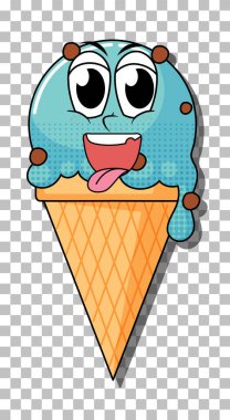 Mavi dondurma külahı çizgi film karakteri izole edilmiş.