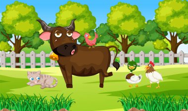 Çiftlik arazisindeki hayvanlar.