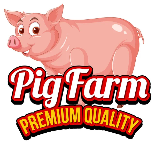 Pig Cartoon Character Logo Pork Products Illustration —  Vetores de Stock