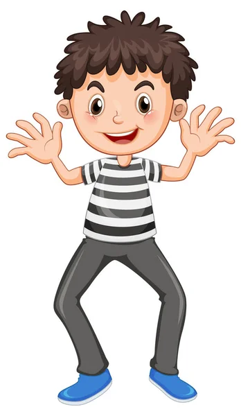 Boy Standing Posture Cartoon Character Illustration — Stock Vector