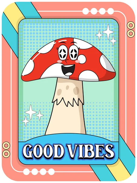 Funny Mushroom Cartoon Character Illustration — ストックベクタ
