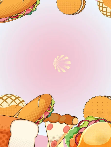 Vertical background template with food frame illustration