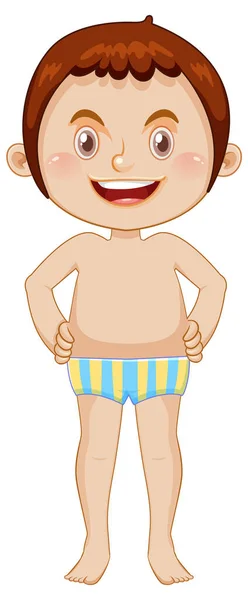 Boy Wearing Swimming Suit Cartoon Character Illustration — Stock Vector