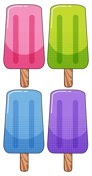 Four Flavors Popsicles Illustration — Stock Vector