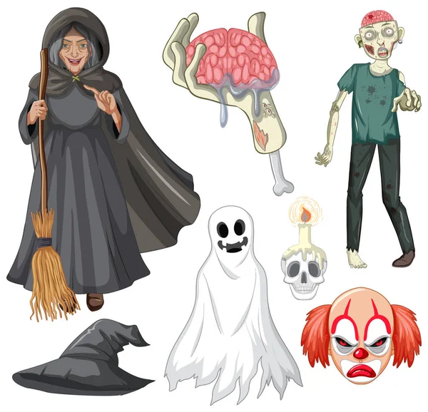 Halloween Theme Witch Zombie Illustration — Stock Vector